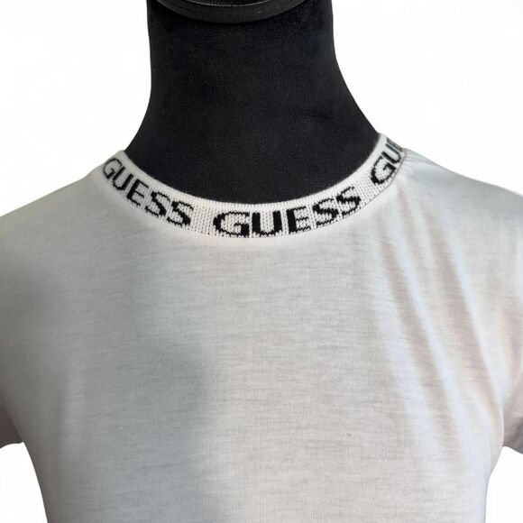 Guess Women's White T-shirt baby tee logo size M retro - Picture 1 of 8